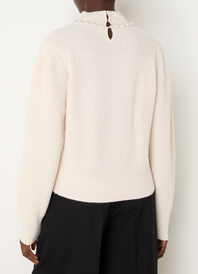 Sandro Chunky knit sweater in cashmere blend with imitation pearls