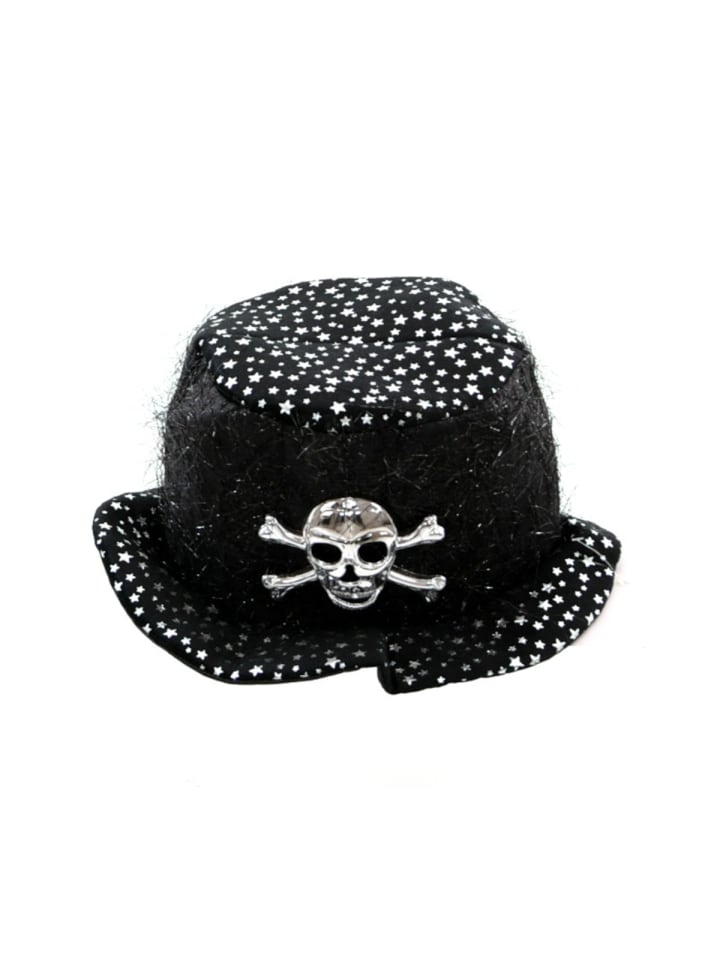 Halloween Halloween - Glitzer Hut mit Totenkopf in schwarz günstig kaufen onesize