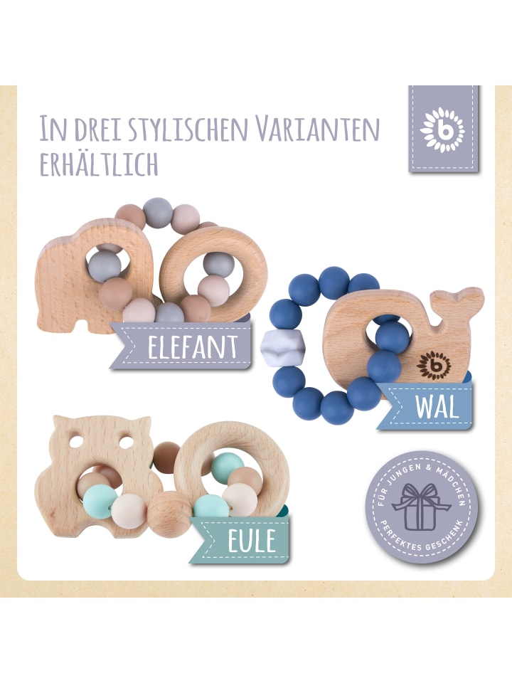 Bieco Spielwaren Greifling Holz Natur mit Silikon Elefant - ab Geburt in Beige günstig kaufen onesize