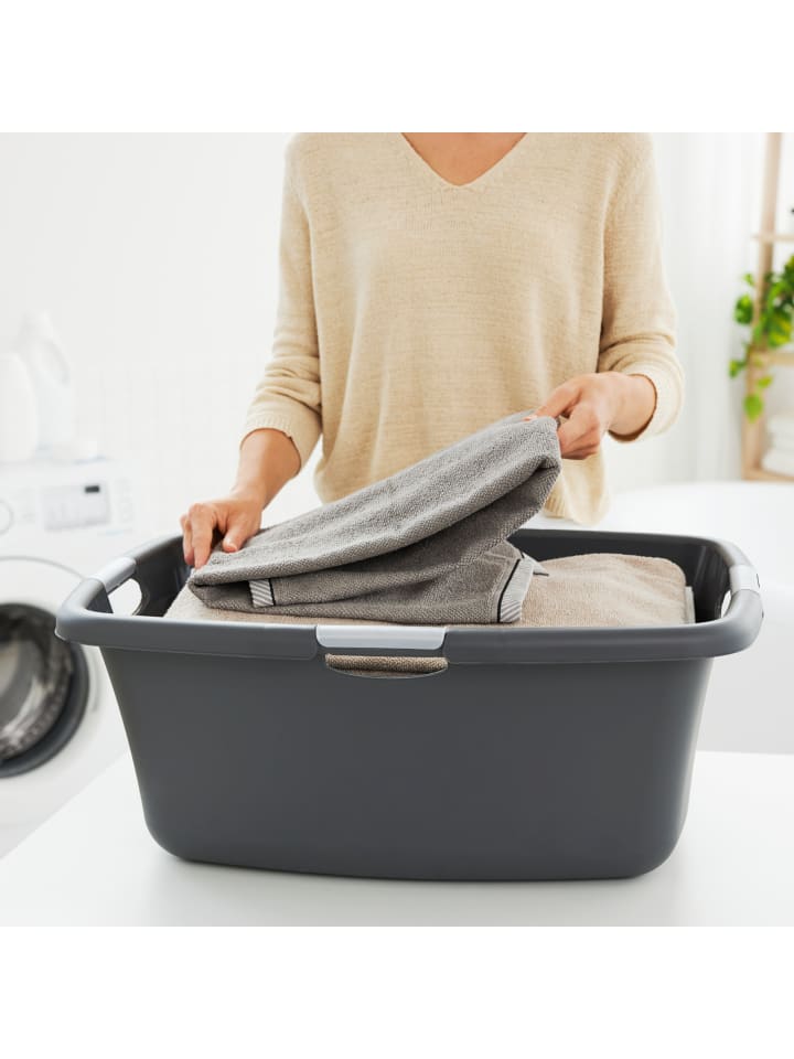 Rotho Flowers Wäschewanne 50l mit 4 Griffen, Kunststoff (PP) in Anthrazit günstig kaufen onesize