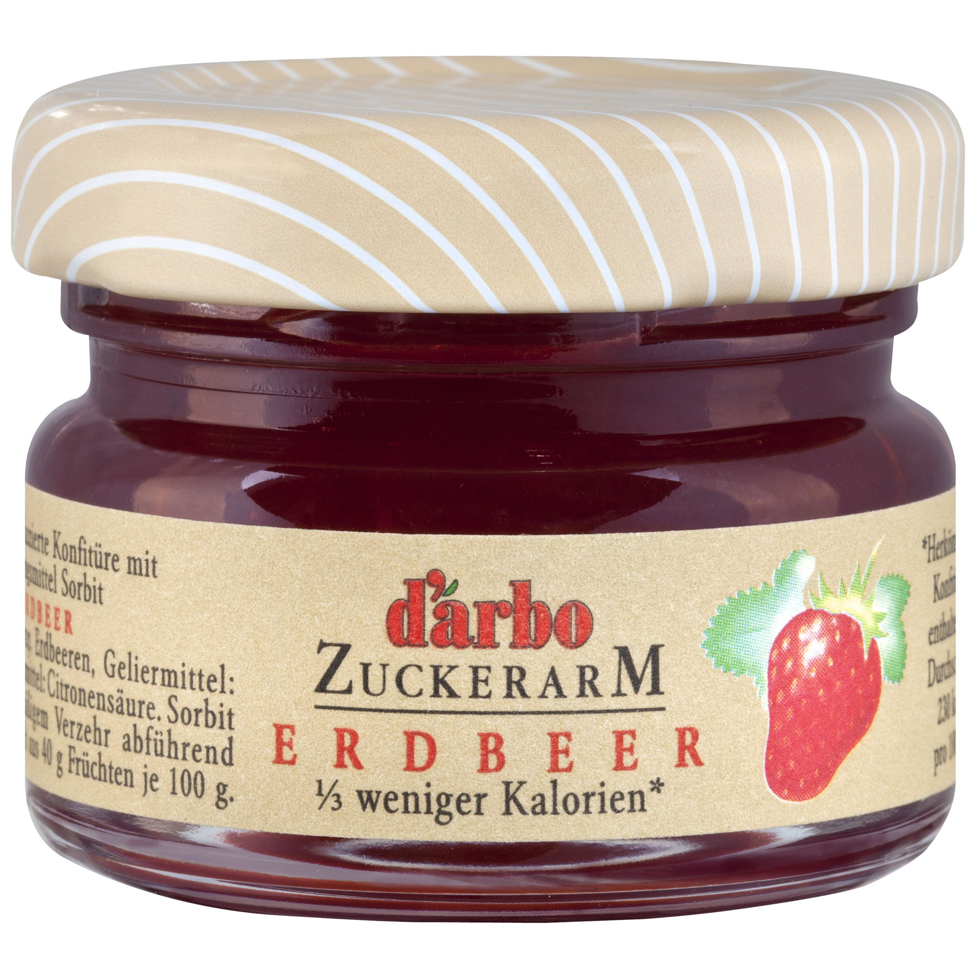 d'arbo Zuckerarm Erdbeer Konfitüre Minigläser 60x28g