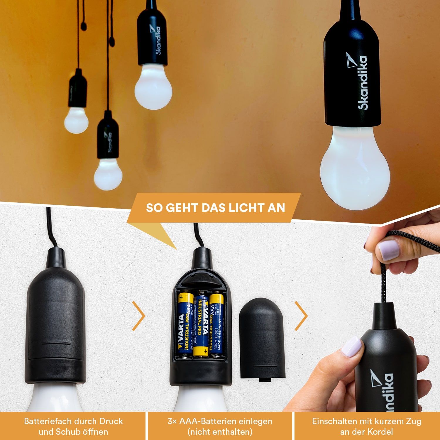 Skandika Narvik 4er-Set LED-Campinglampe