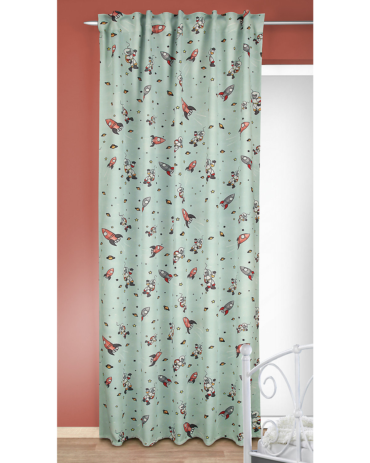 Vorhang mit verdeckten Schlaufen, Astronaut, mint 245 x 135