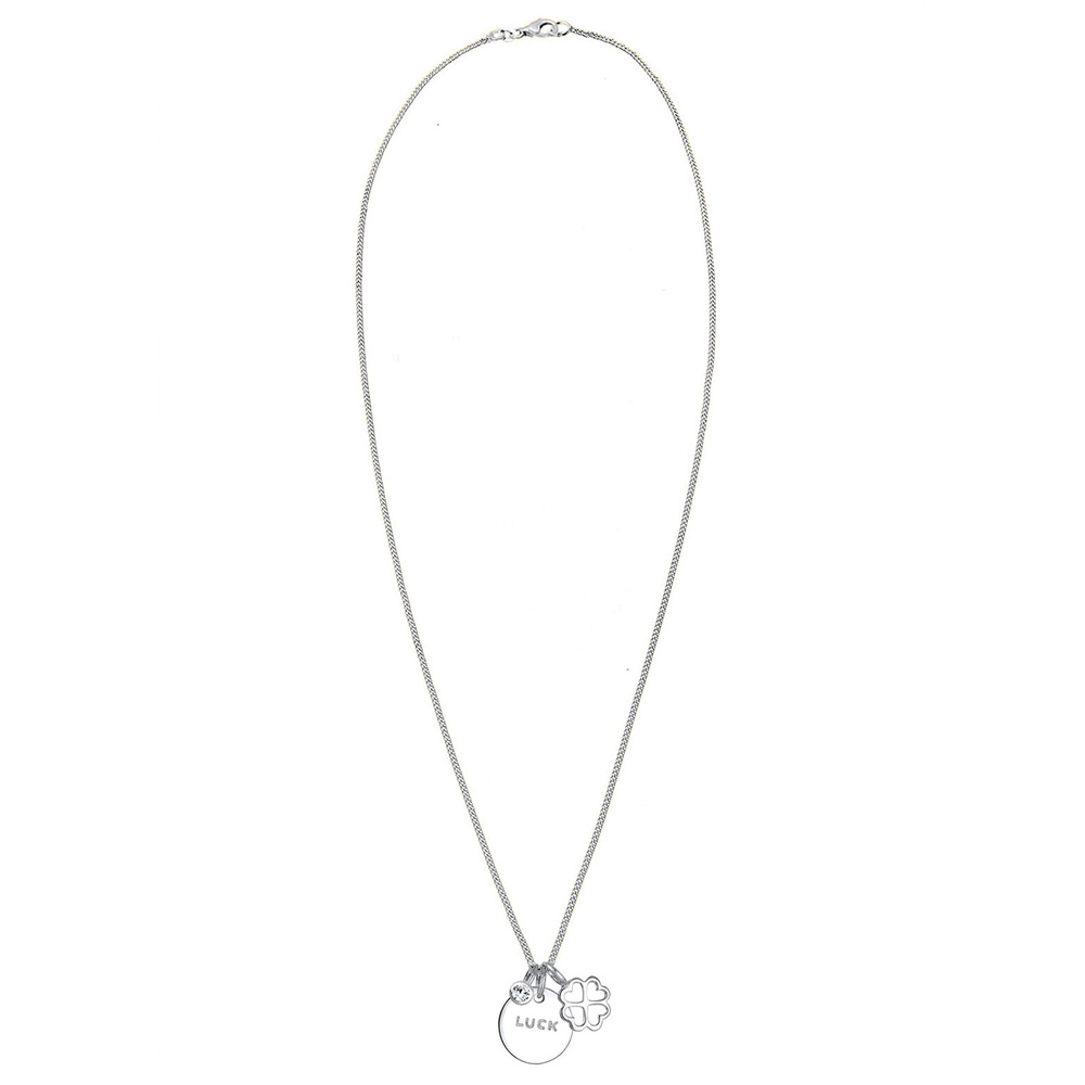 Elli Elli Collier Femme Lucky Feuille de Trèfle Bonheur avec Cristal en Argent Sterlin collier