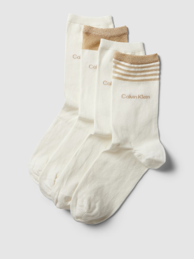 Socken mit Effektgarn im 4er-Pack in offwhite