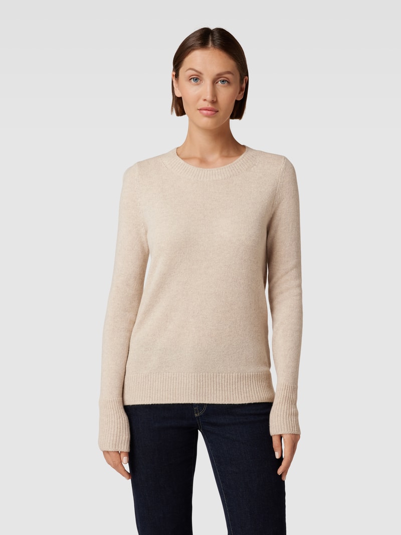 Strickpullover mit Rundhalsausschnitt in beige meliert