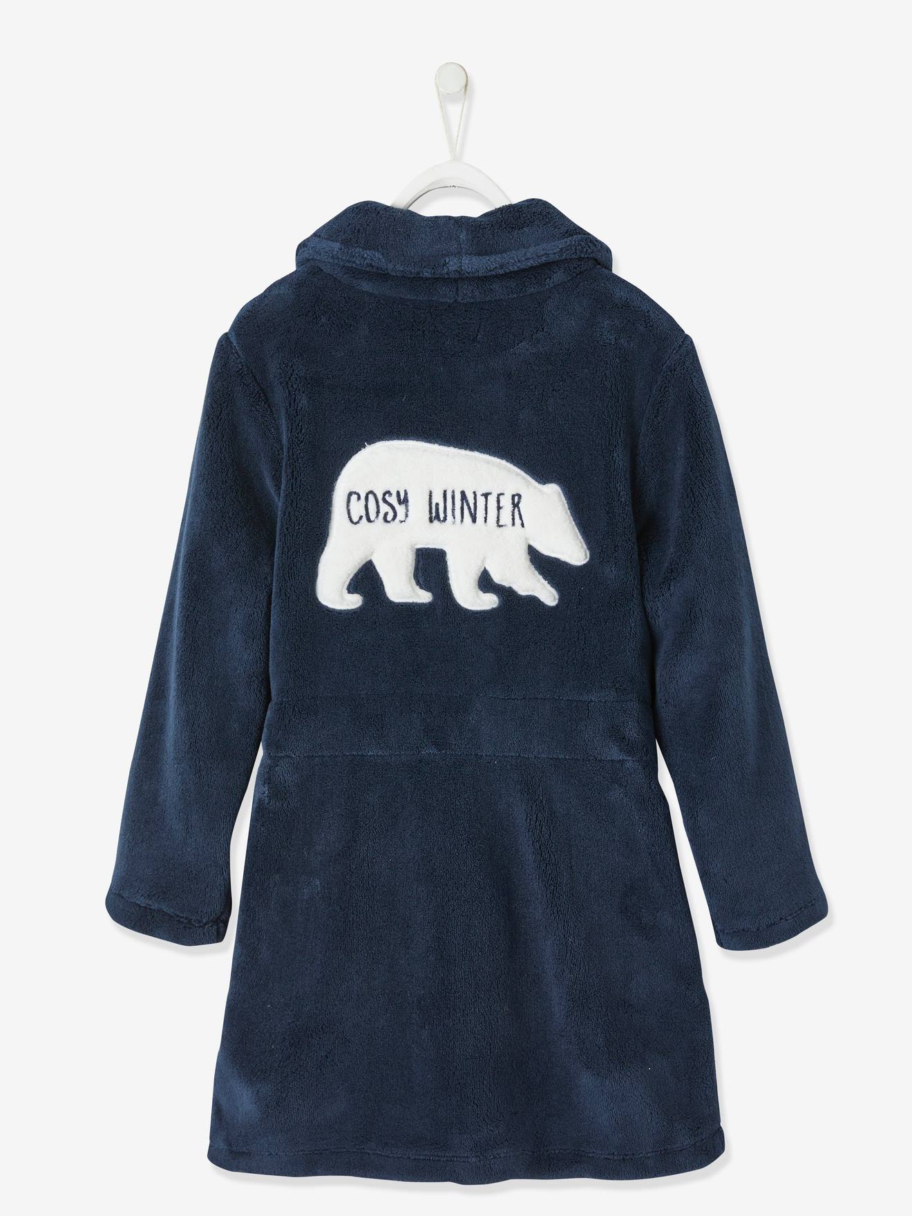 Vertbaudet Jungen Bademantel, Fleece Oeko-Tex - dunkelblau