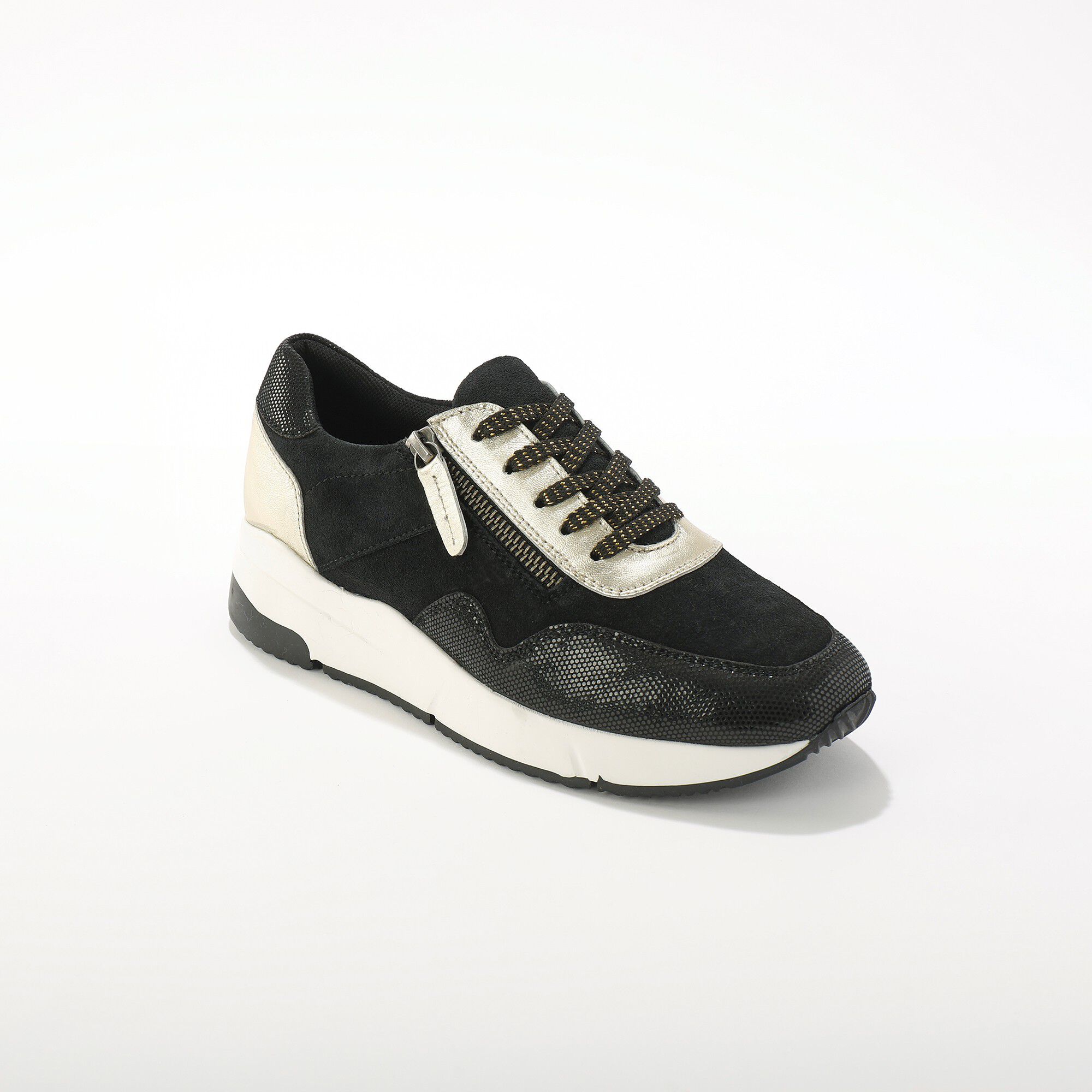 Sneakers à lacets zippées en cuir