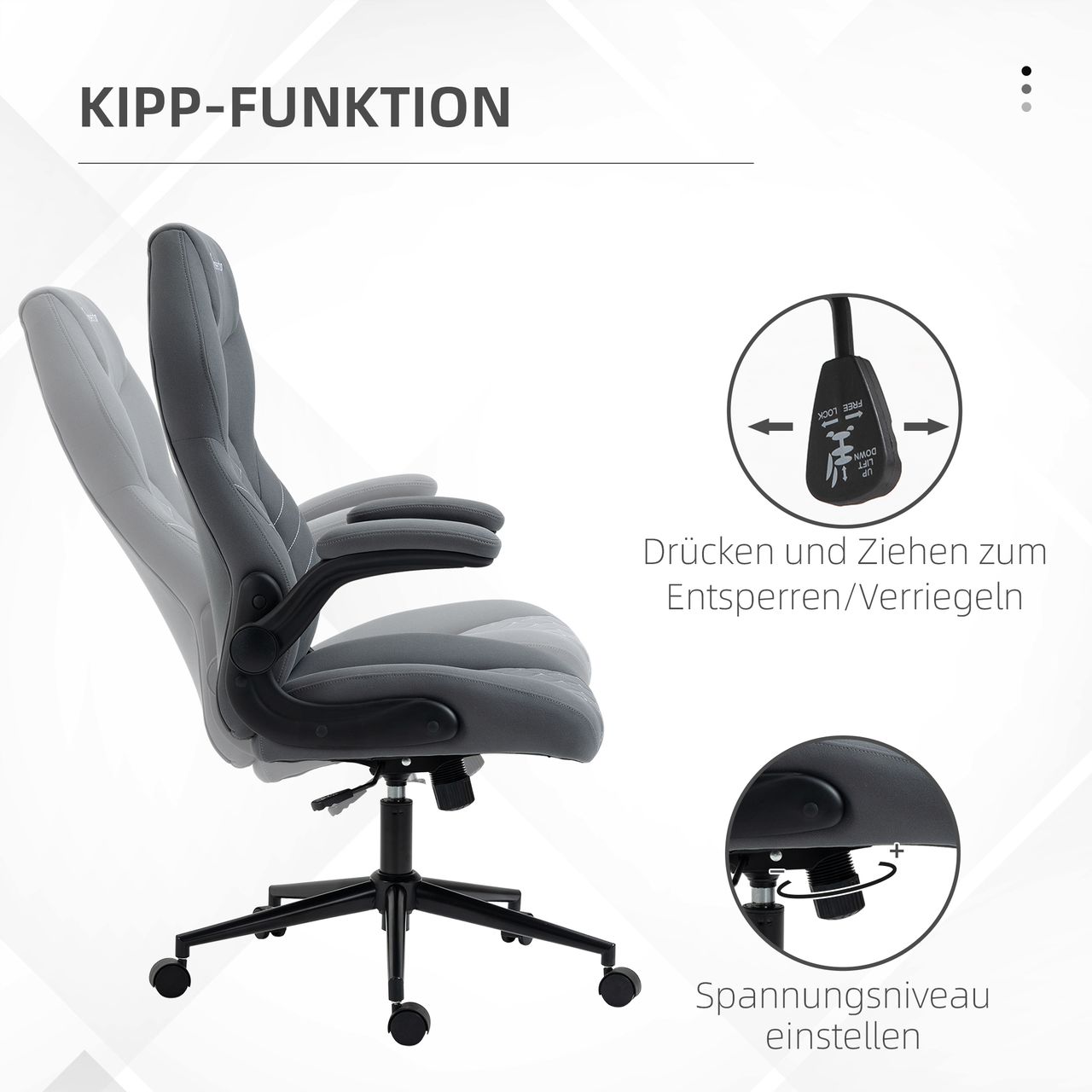 Vinsetto Bürostuhl Ergonomisch Schreibtischstuhl, Computerstuhl mit Wippfunktion