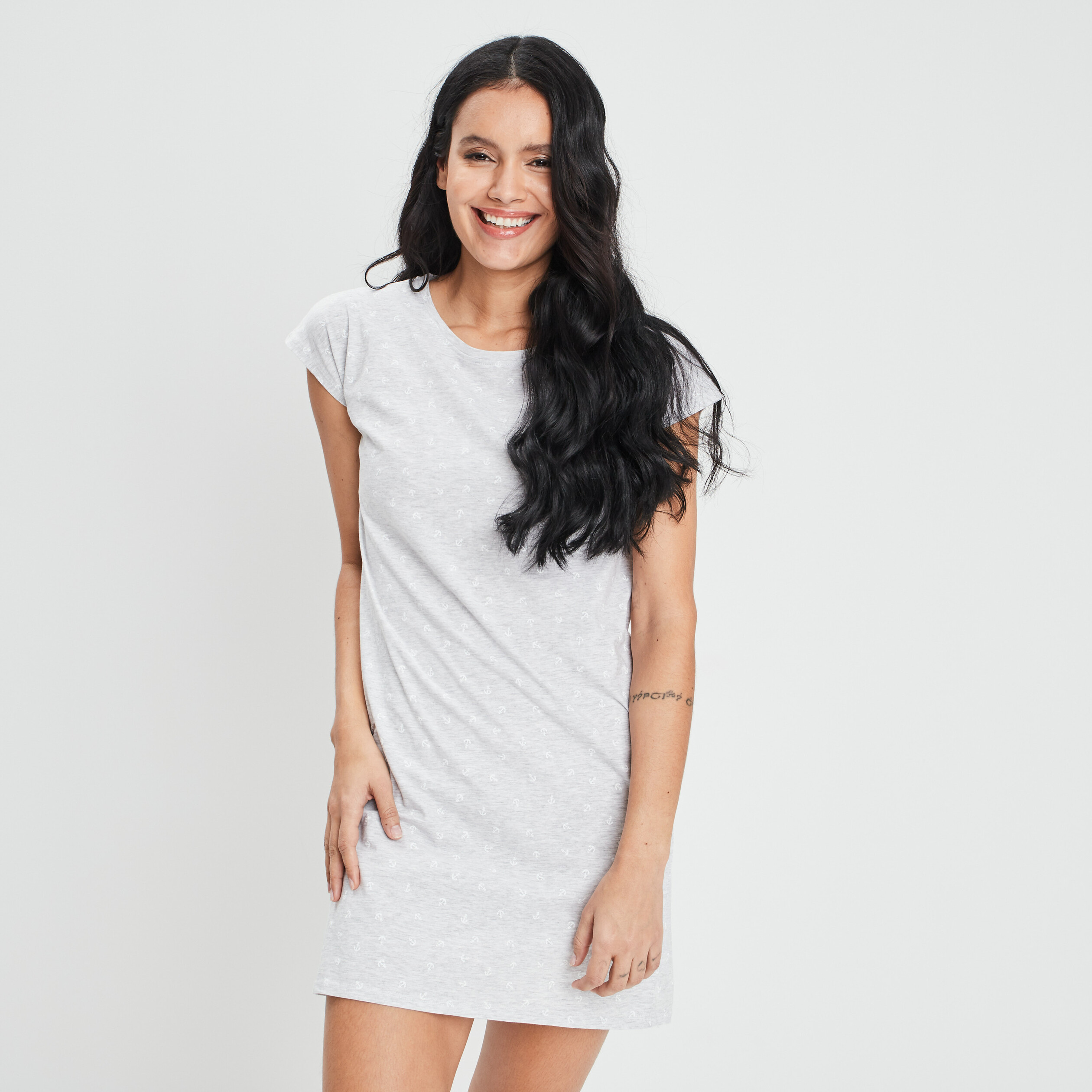 Chemise de nuit gris clair femme | La Halle