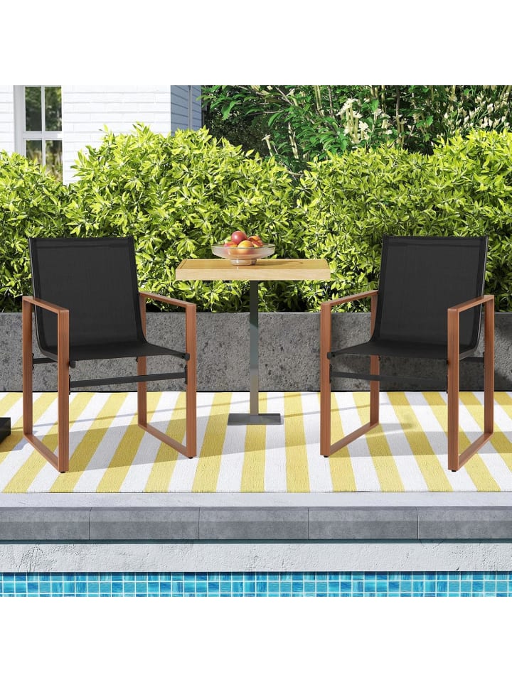 COSTWAY 2er Set Gartenstühle in Schwarz günstig kaufen onesize