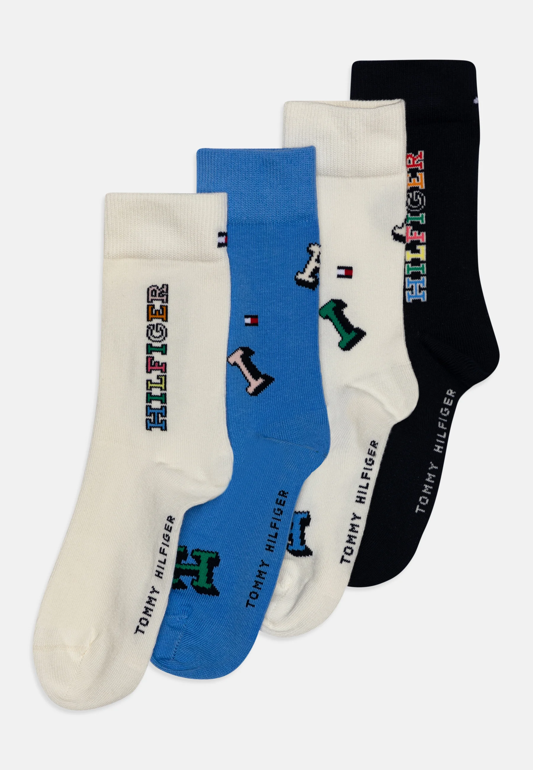 Calcetines unisex Tommy Hilfiger con letras para niños (paquete de 4)
