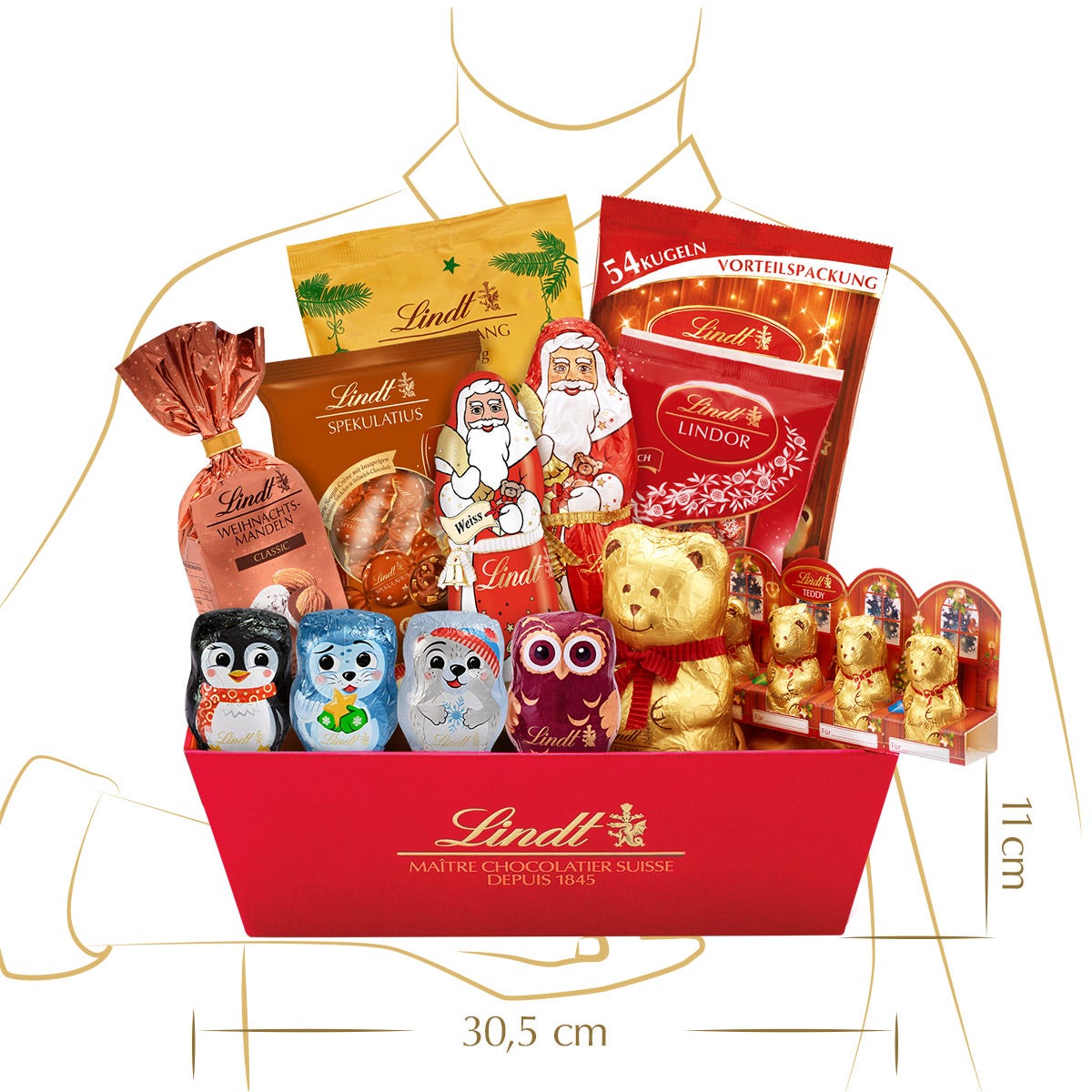 Lindt Familien Weihnachtsgeschenkkorb, 1274g