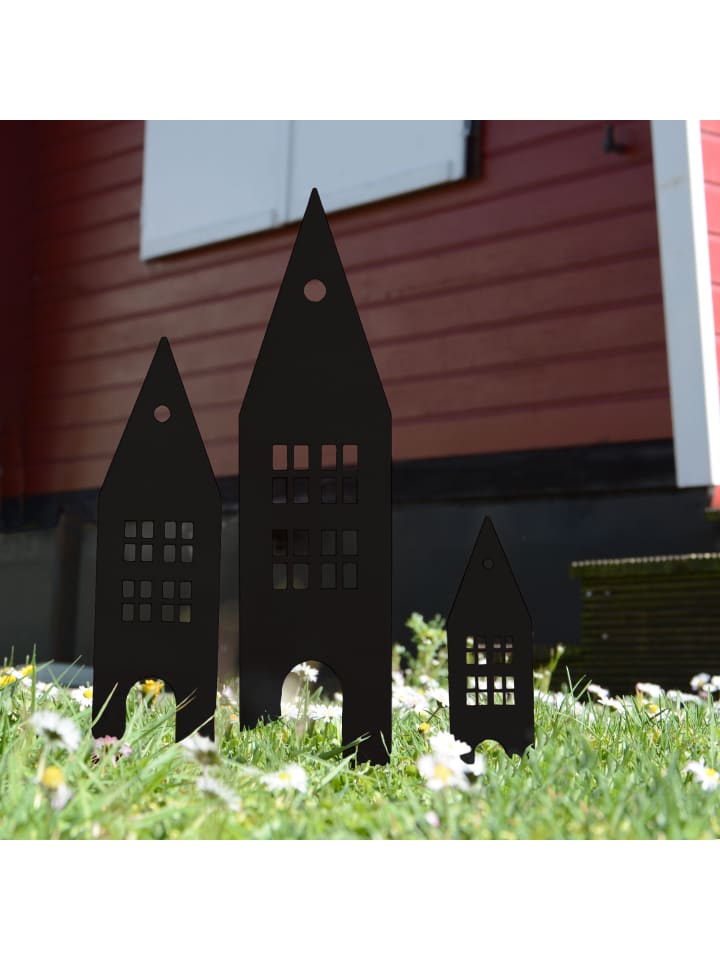 UNUS 3er Set Gartenstecker Rost Häuser in Schwarz günstig kaufen onesize