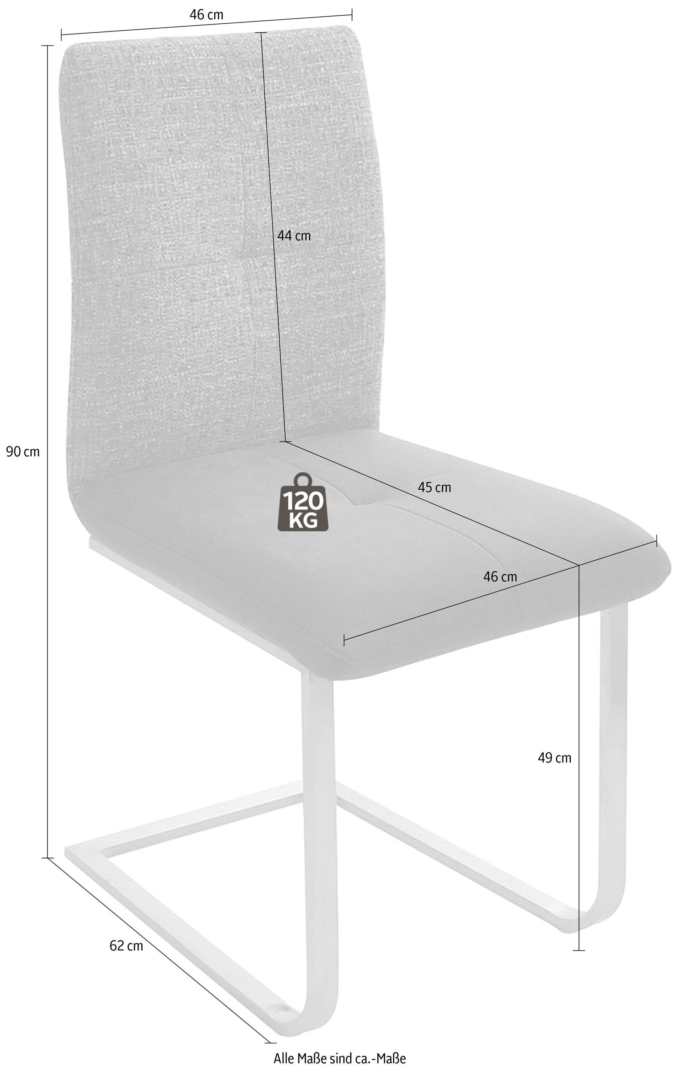 K+W Komfort & Wohnen Freischwinger Giacomo II (Set, 2 St), mit Metallgriff am Rücken, Sitz und Rücken gesteppt in Materialmix