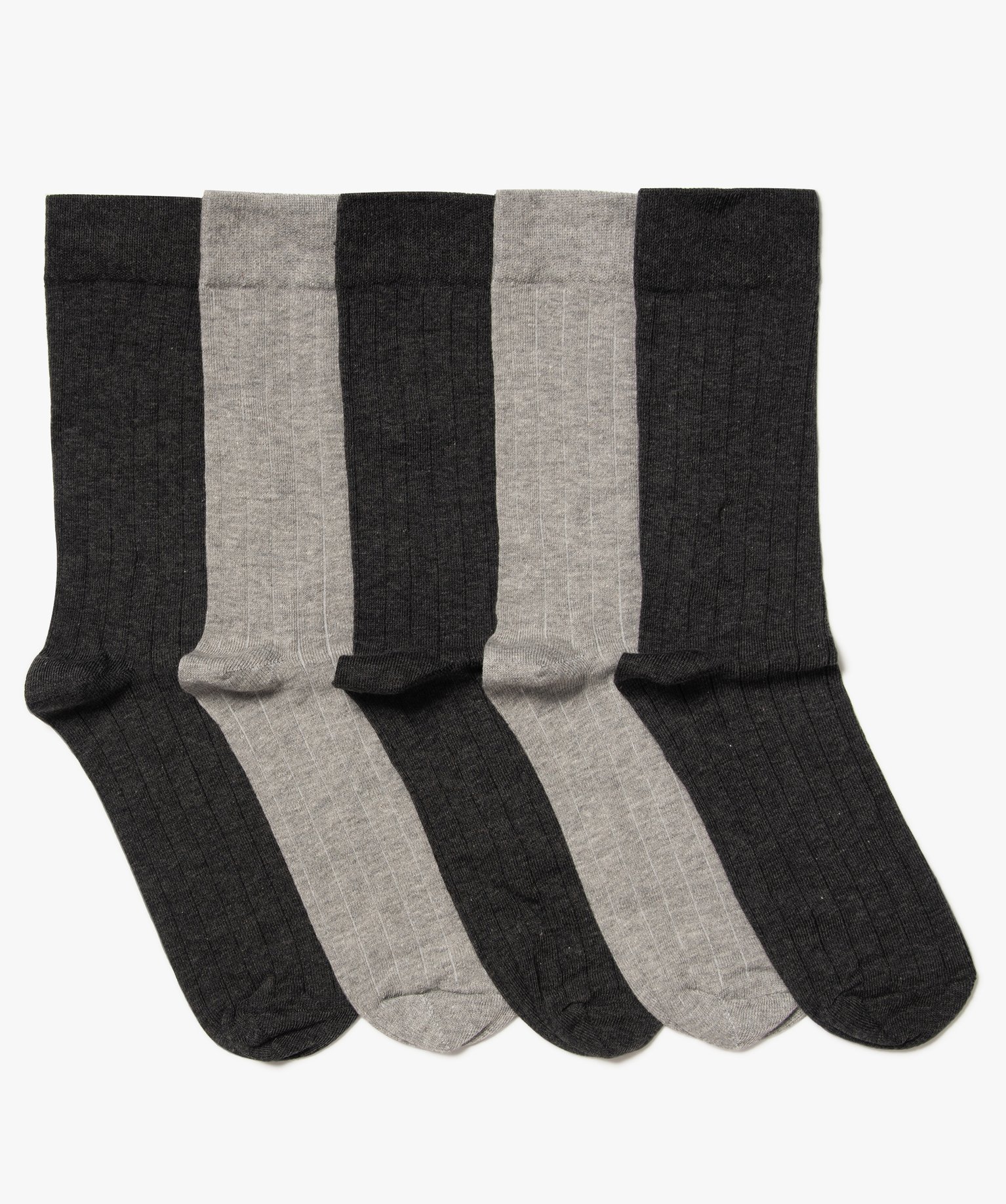 Chaussettes homme en maille ctelée (lot de 5) gris | GEMO