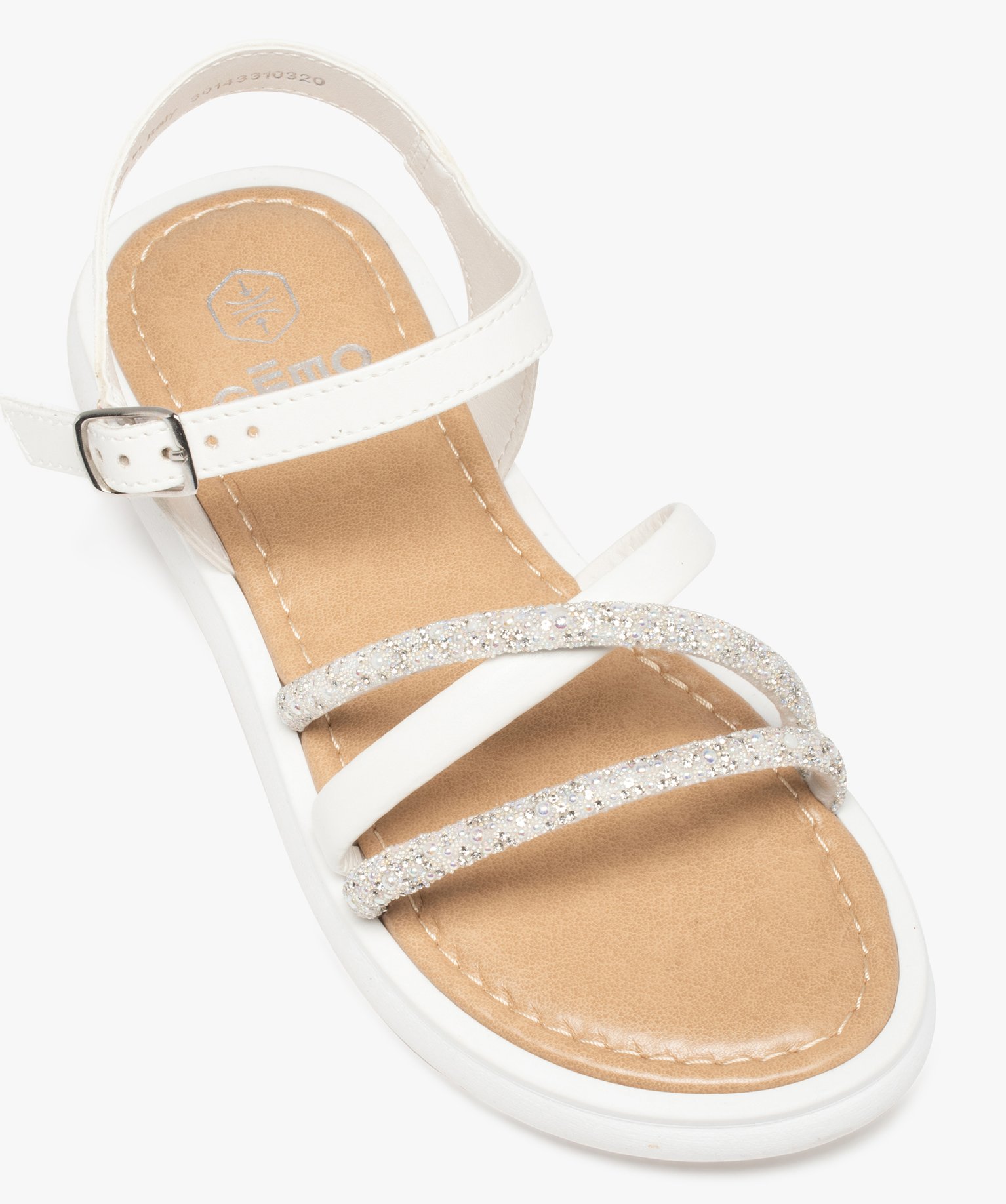 Sandales fille unies à brides strass blanc | GEMO