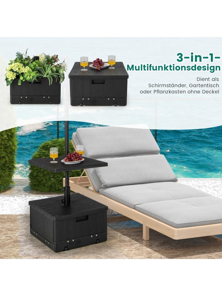 COSTWAY 3-in-1 Sonnenschirmständer Beistelltisch in Schwarz günstig kaufen onesize