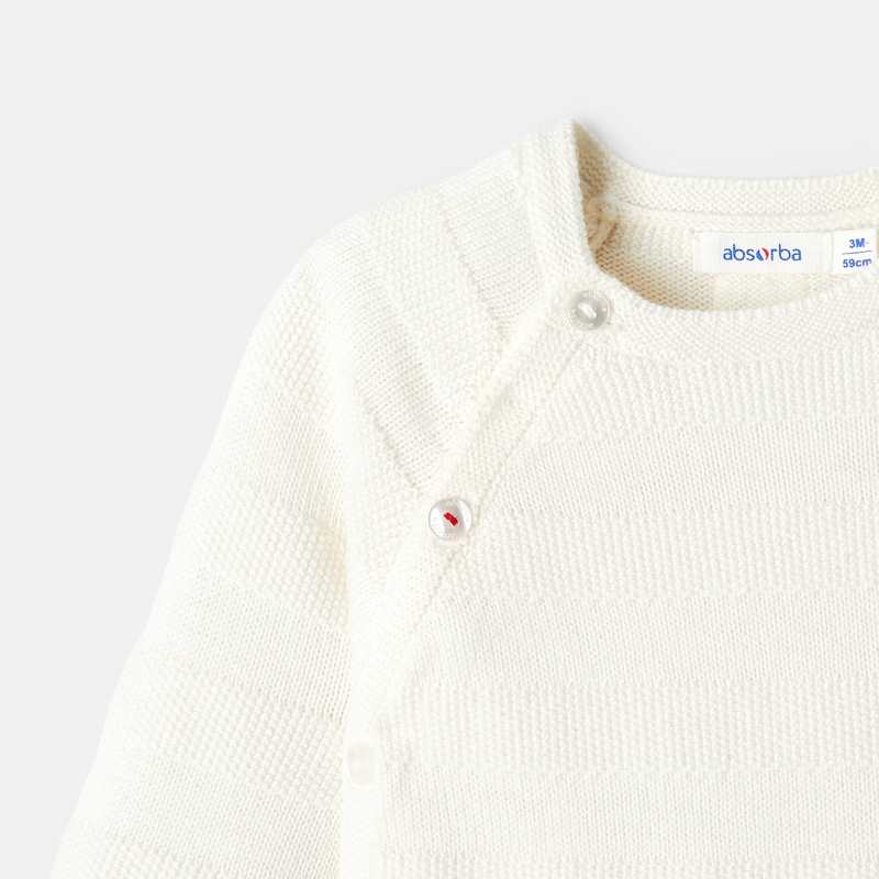 Combinaison en tricot point mousse blanc naissance Absorba