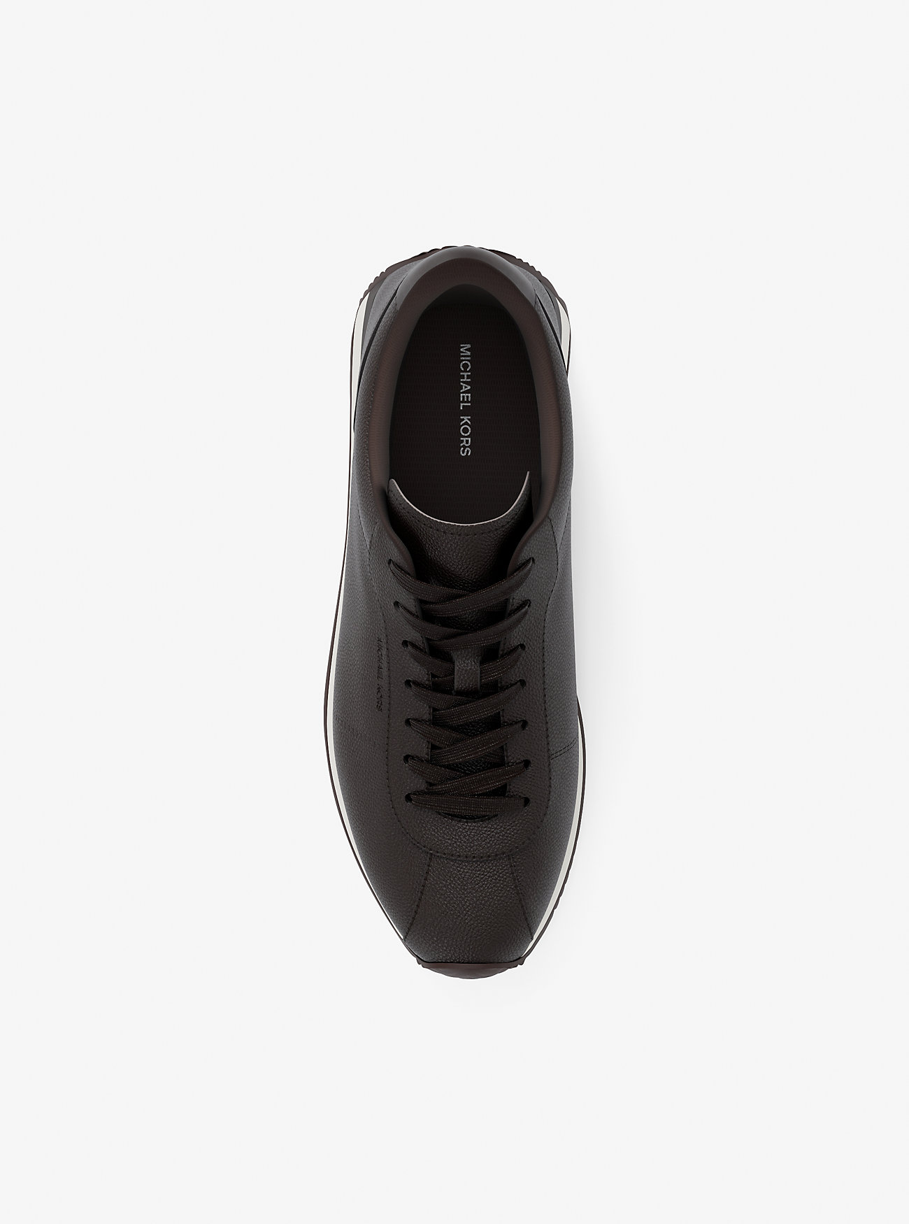 Rhodes Signature Logo and Leather Trainer - CHOCOLATE
