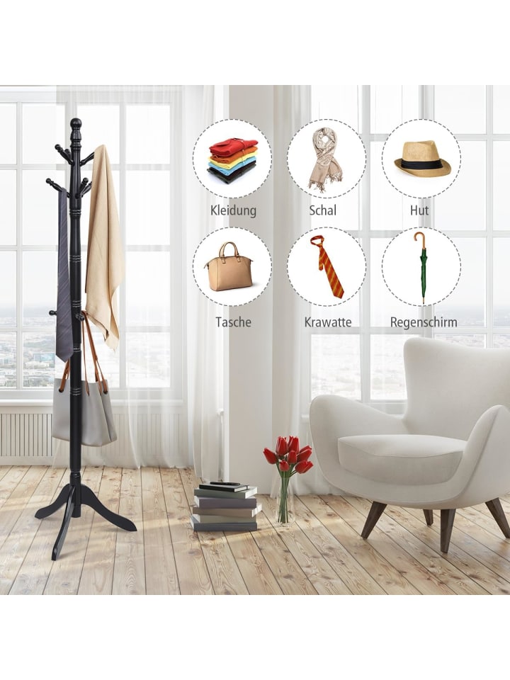COSTWAY 175 cm Garderobenständer in Schwarz günstig kaufen onesize