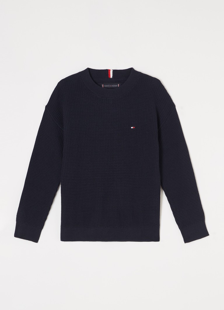 Pulover Tommy Hilfiger texturat tricotat fin