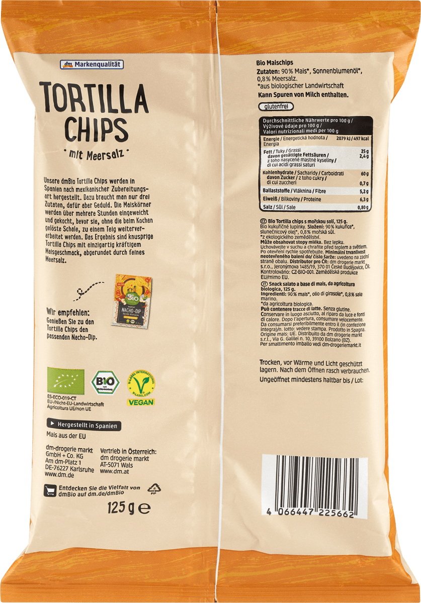 Tortilla Chips mit Meersalz, 125 g