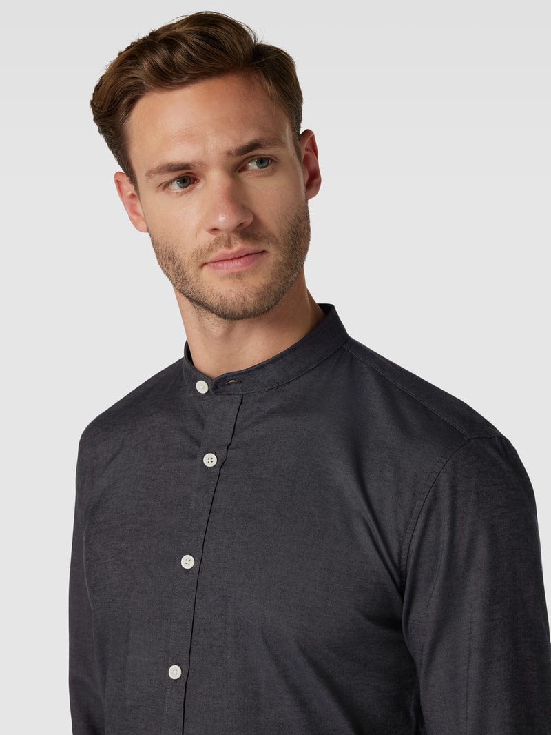 Slim Fit Freizeithemd mit Stehkragen Modell 'Superflex' in anthrazit