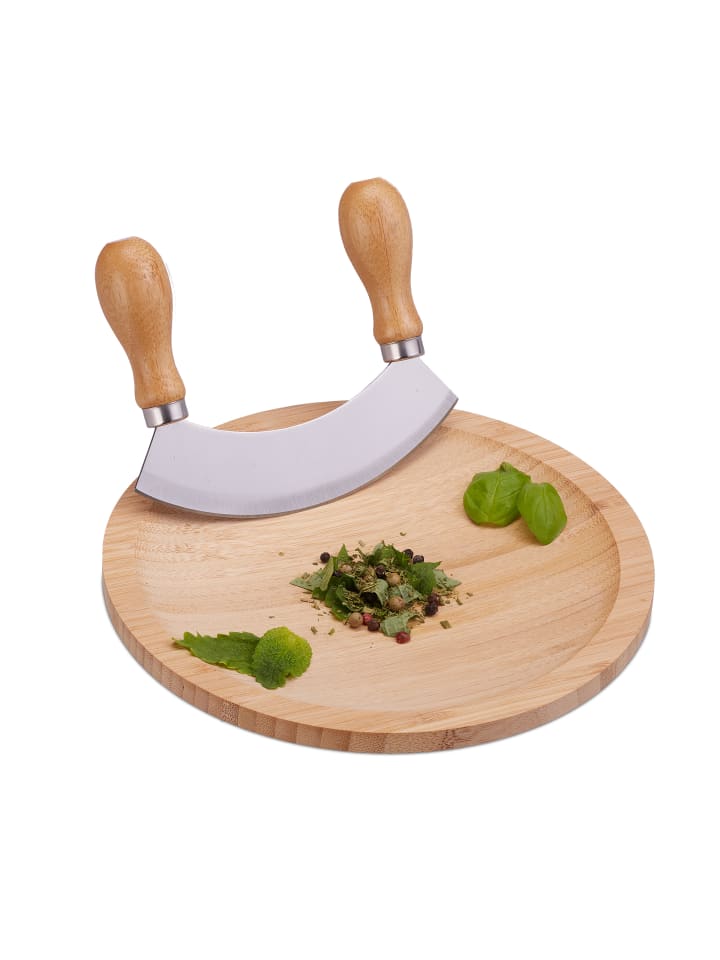 relaxdays Wiegemesser mit Brett in Natur - Ø 20 cm günstig kaufen onesize