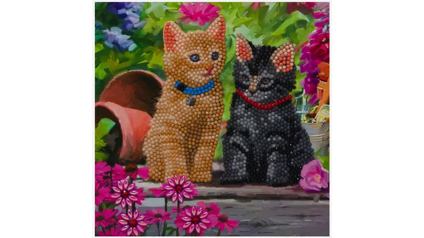 Craft Buddy - Crystal Art Diamond Painting Card Kit Katzen 18 x 18 cm