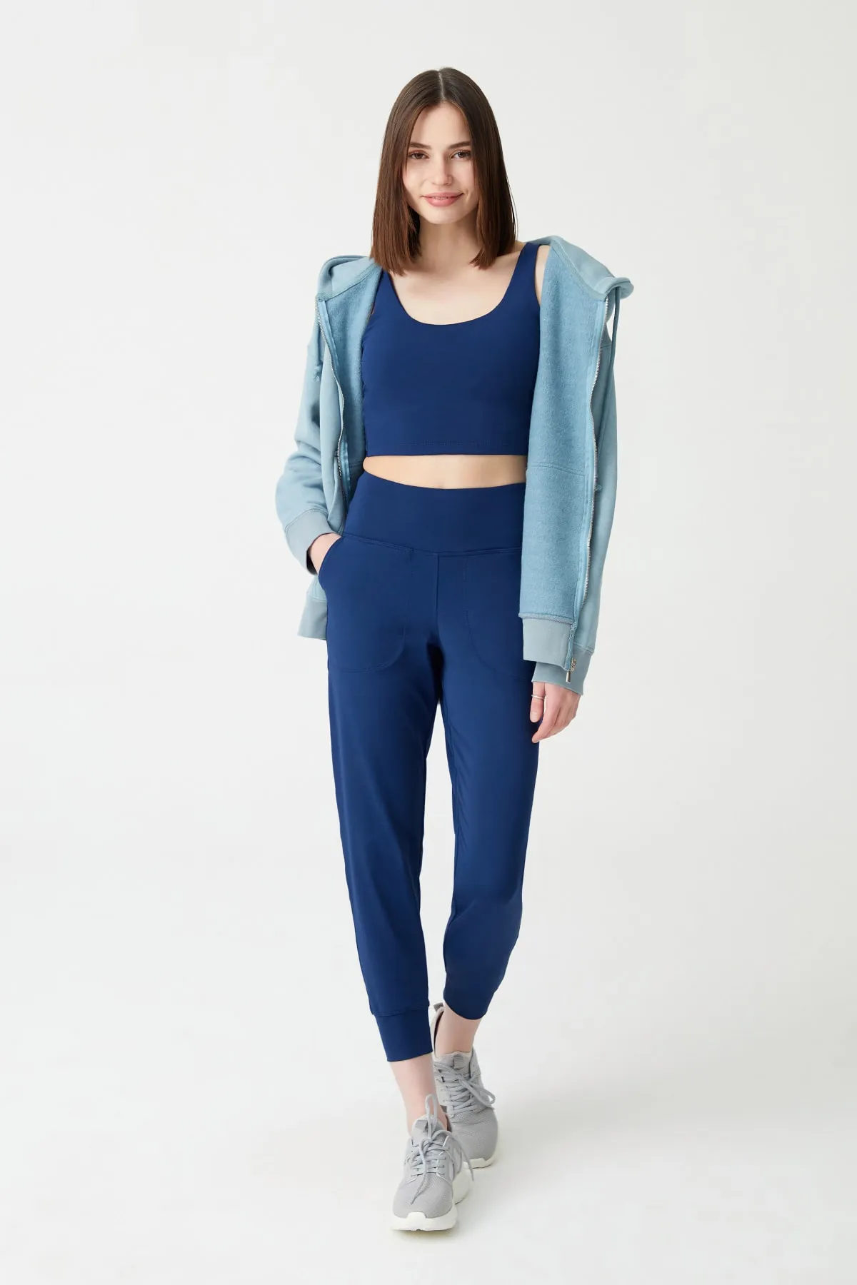LOS OJOS  Marineblaue Jogginghose mit hoher Taille für Damen