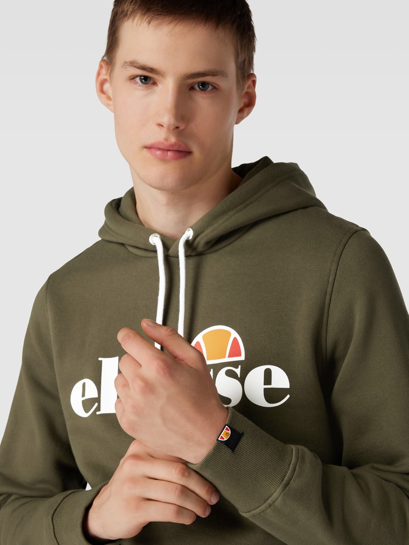 Hoodie mit Label-Print Modell 'GOTTERO' in khaki