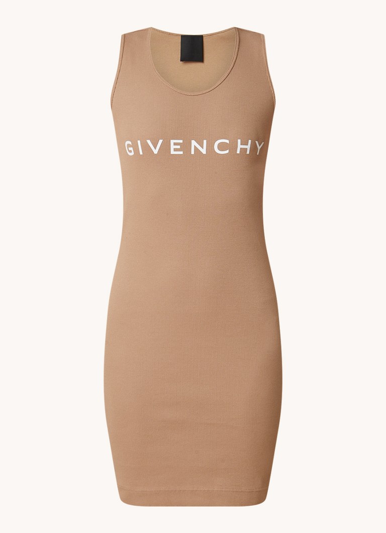 Abito corto a coste in maglia con stampa logo di Givenchy