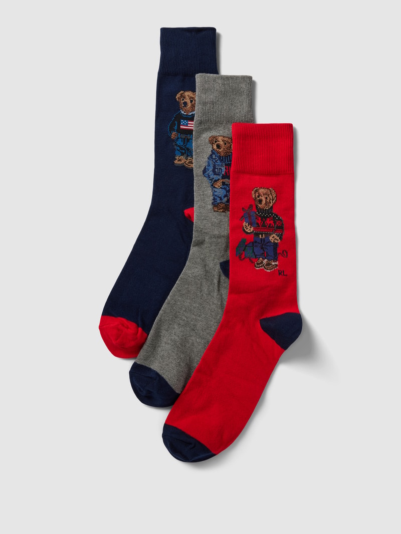 Socken im Colour-Blocking-Design im 3er-Pack Modell 'HOLIDAY' in mittelgrau meliert