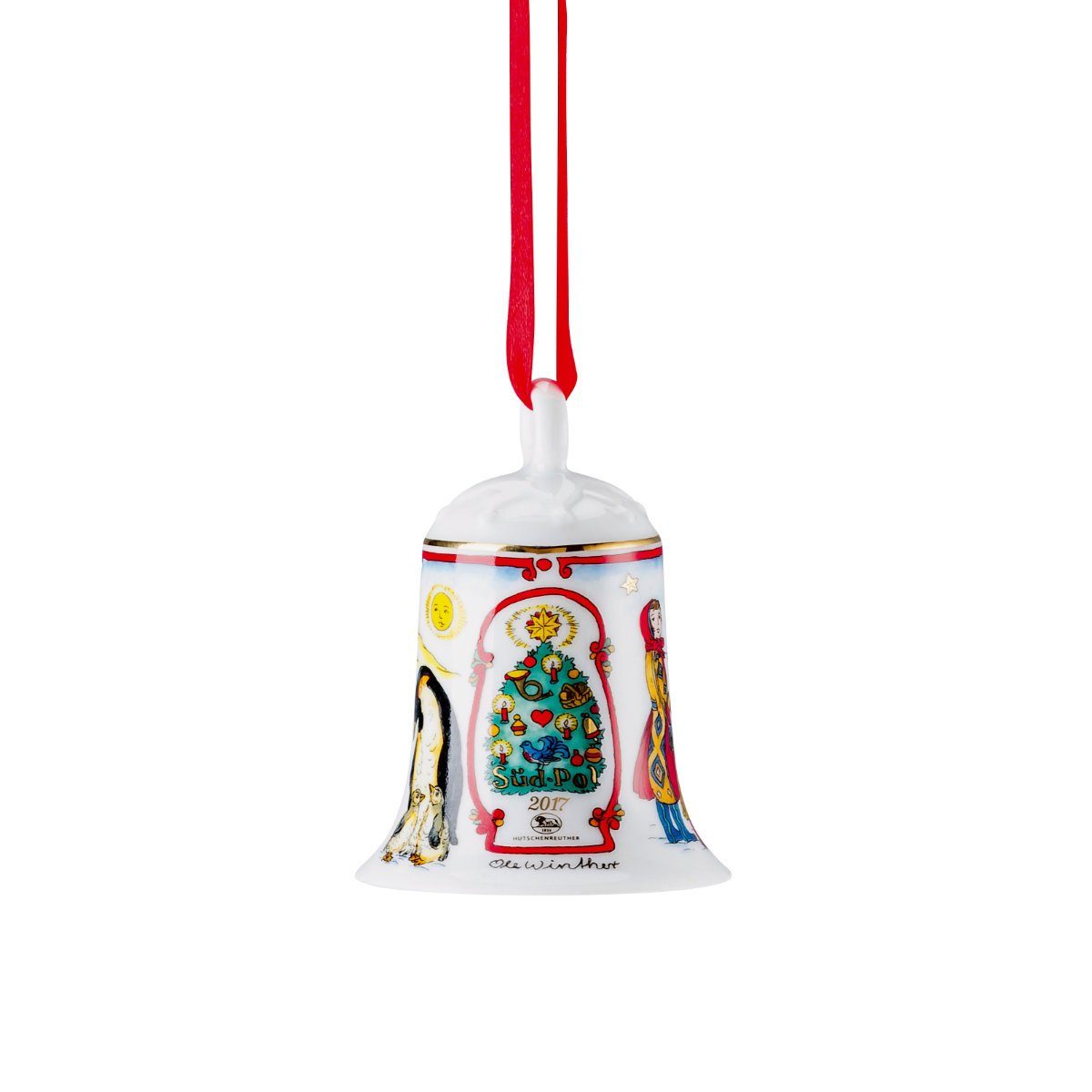 Hutschenreuther Christbaumschmuck Jahresartikel Weihnachten 2017 Weihnachtsgeschirr, Jahresglocke, Weihnachtsglocke, Christbaumglocke h: 7 cm