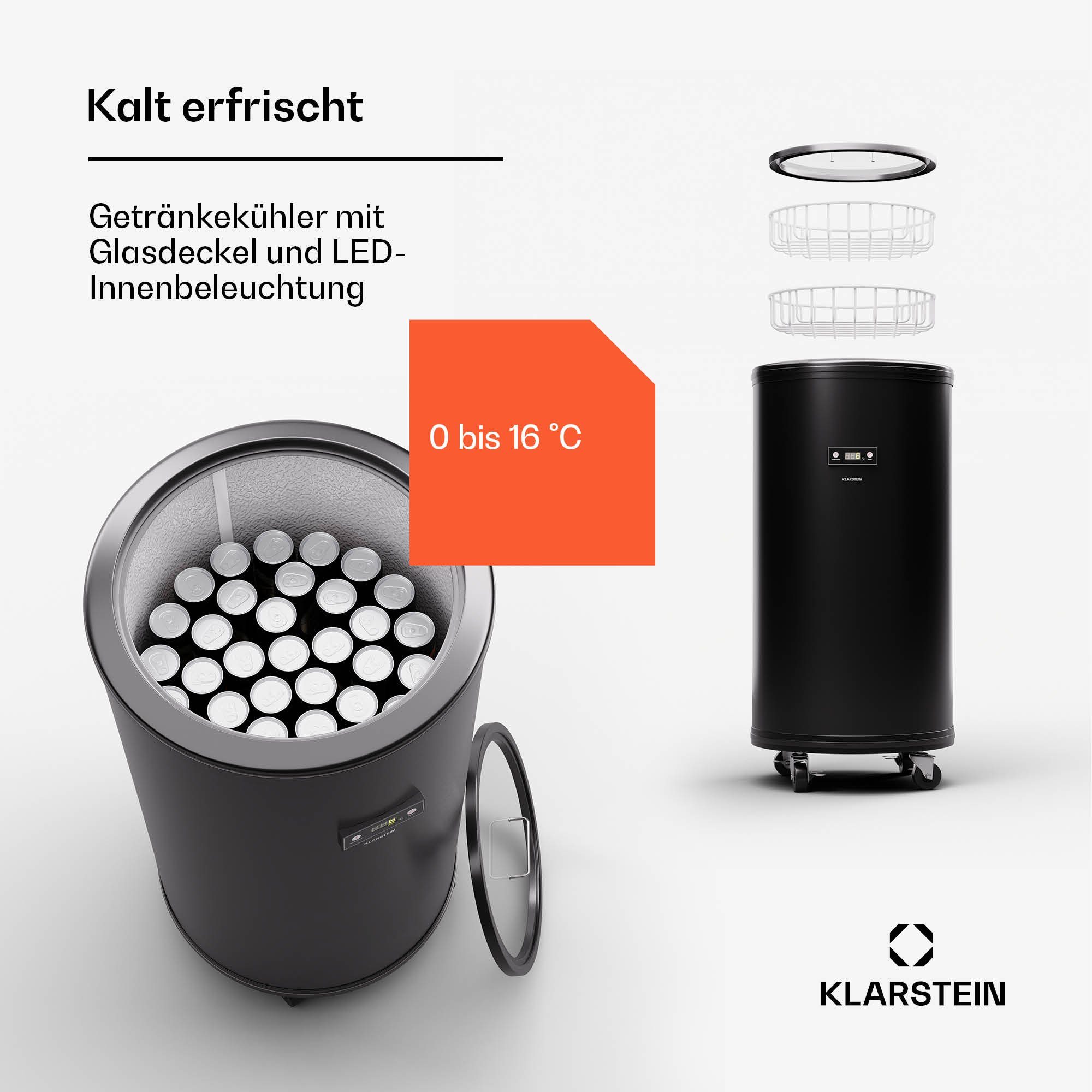 Klarstein Table Top Kühlschrank ICE4-MR.-Barbot-70-b 10045460, 92.5 cm hoch, 45.5 cm breit, Bier Hausbar Getränkekühlschrank Flaschenkühlschrank