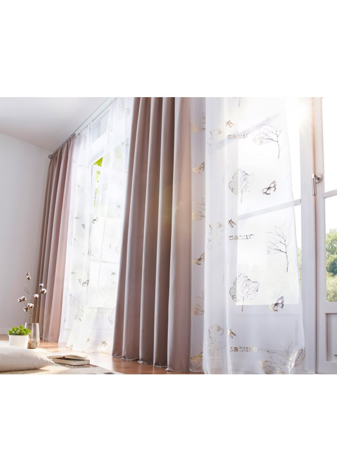 Transparente Gardine mit Glanz Druck (1er Pack)