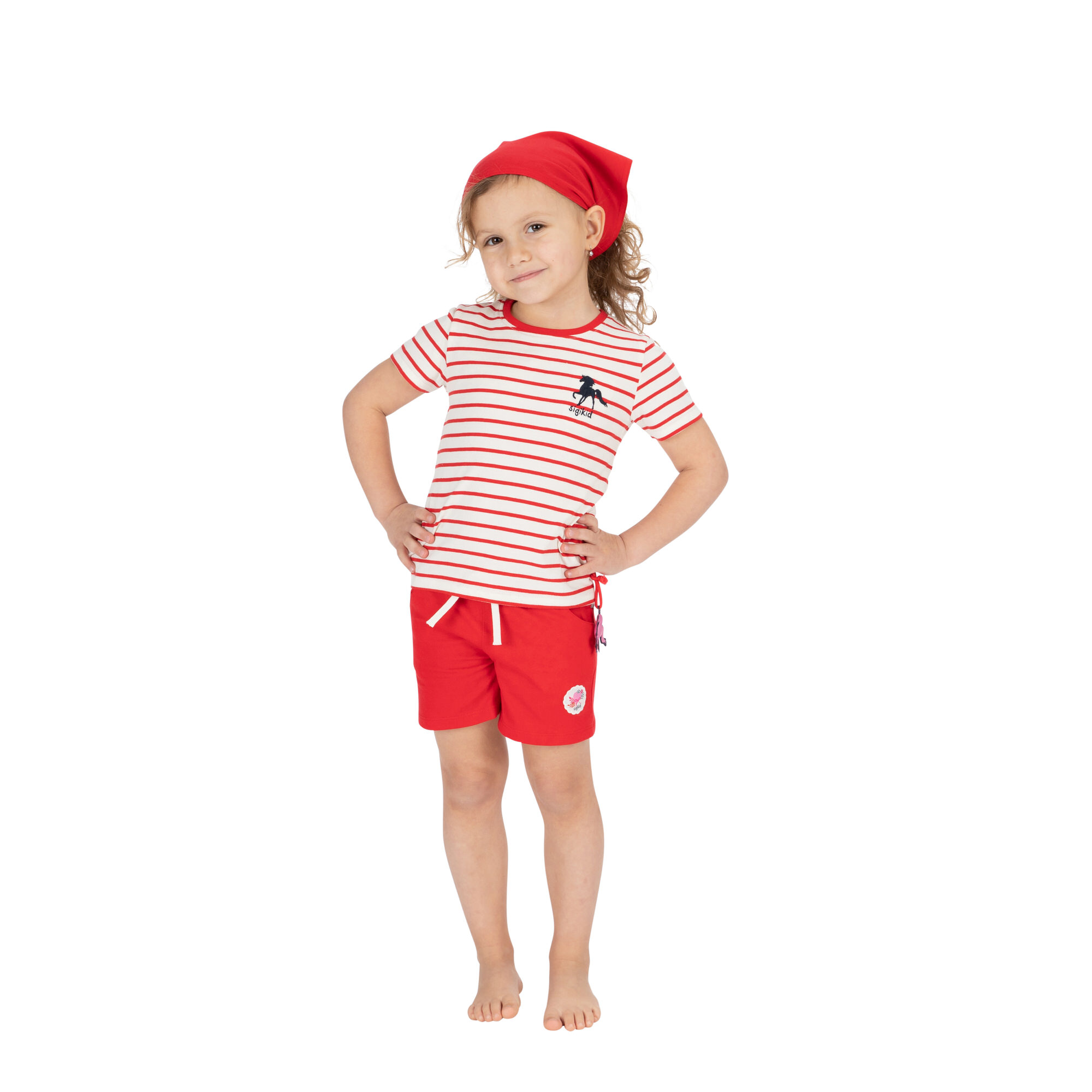 Rote Mädchen Shorts mit Herzchen Patch