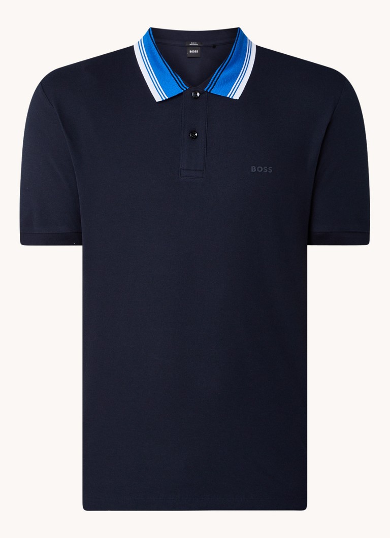 Polo HUGO BOSS Slim fit em piqué de algodão com punhos desfiados