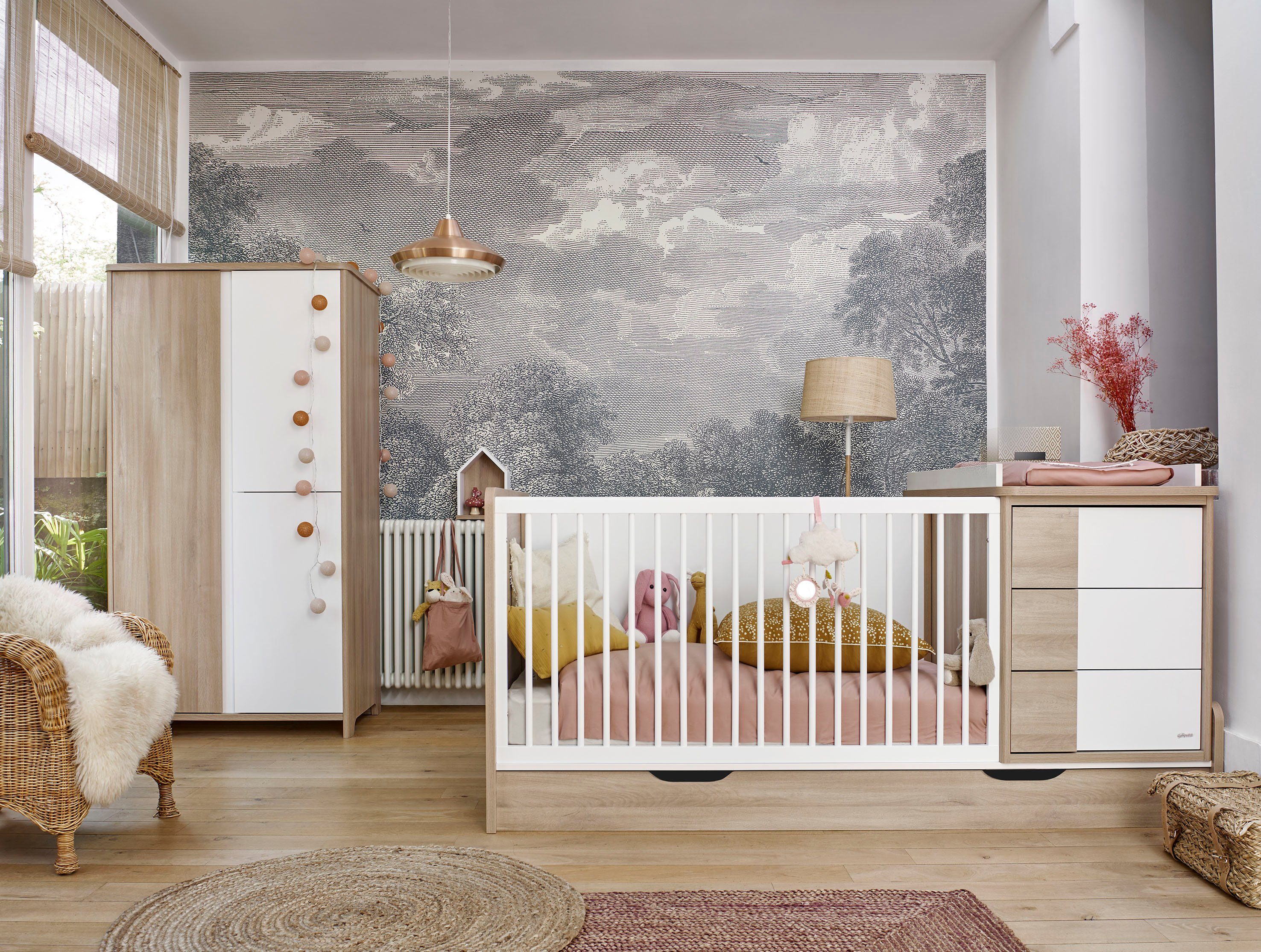 Galipette Bettanlage Sasha, (5-St), bestehend aus Bett, Regal, Kommode, Schreibtisch & Ablage