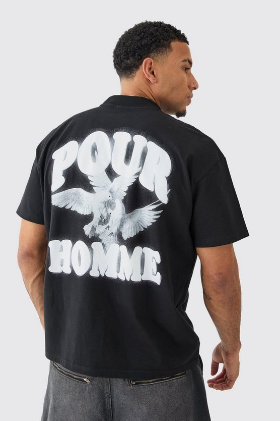 Oversize T-Shirt mit Pour Homme Print