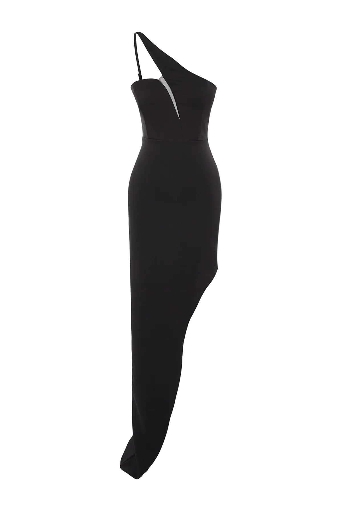 Trendyol Collection  Schwarzes gewebtes langes Abendkleid TPRSS23AE00035