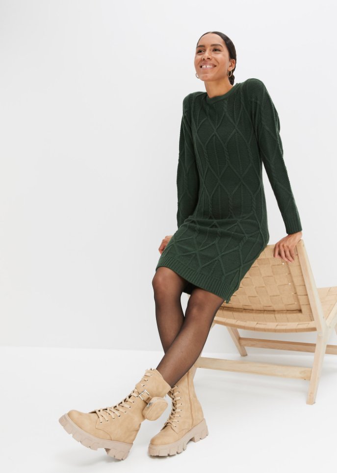 Strickkleid mit Zopfmuster