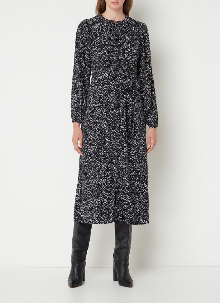 Whistles Midi dress in crepe with graphic print and slit