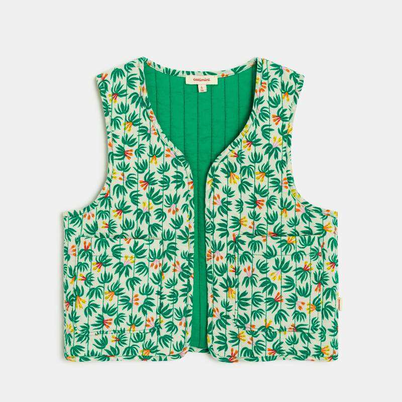 Gilet matelassé fille à imprimés plantes rose Catimini