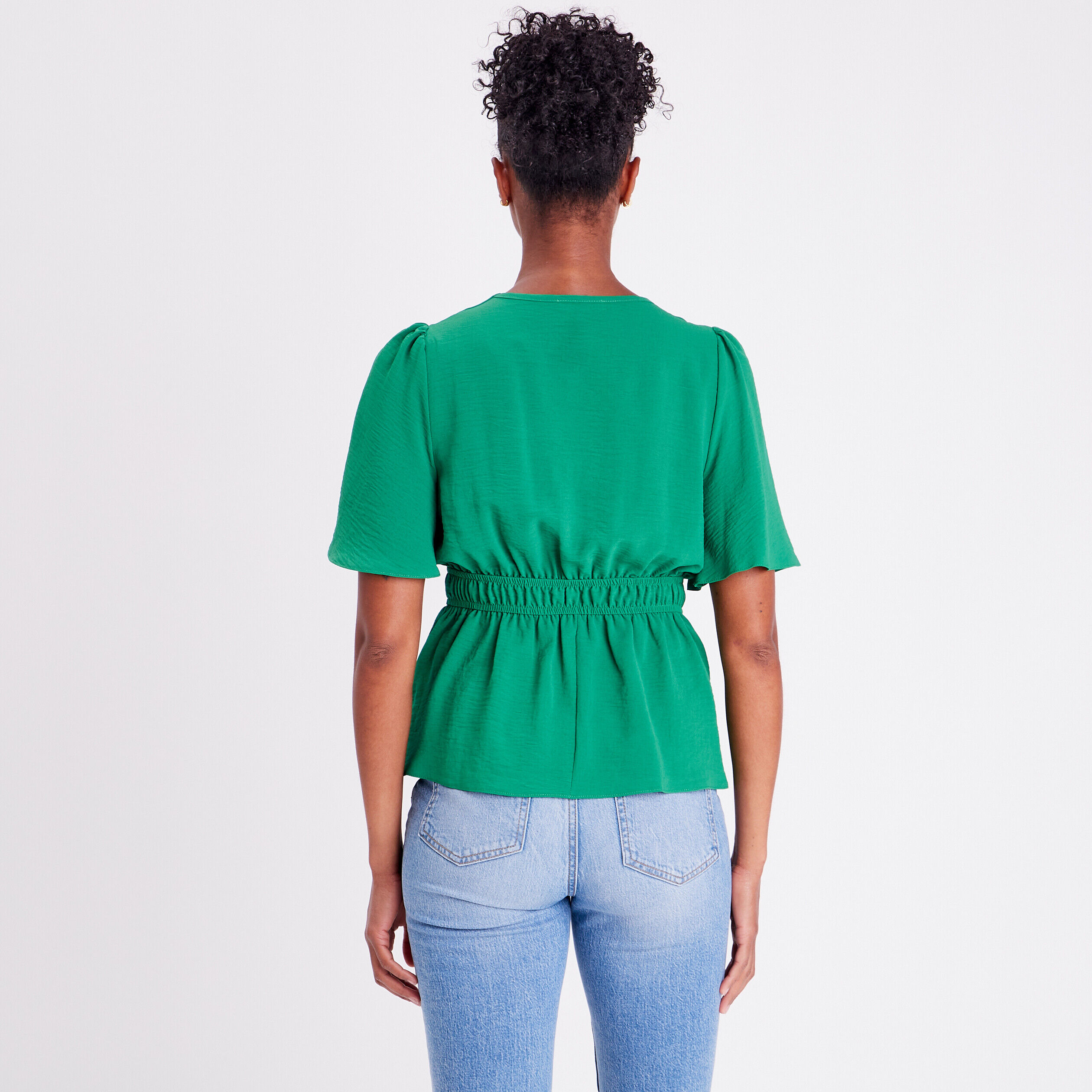 Blouse manches courtes vert femme | Cache Cache