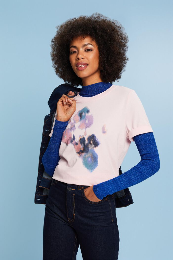 Jersey-T-Shirt mit Print vorne
