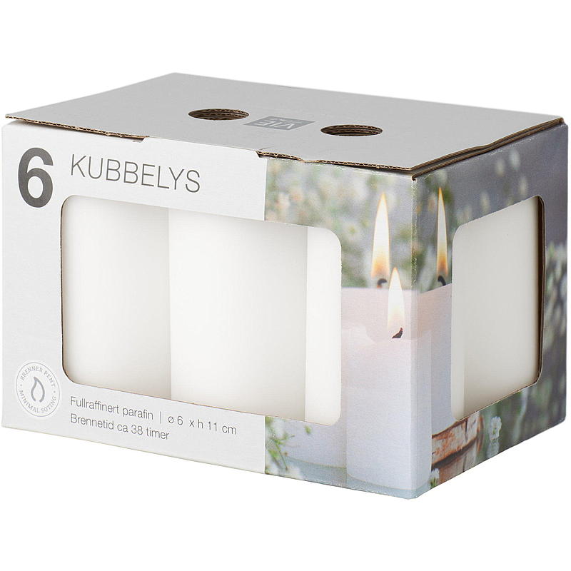 Vie Home Kubbelys 6-pk 6x11 cm hvit