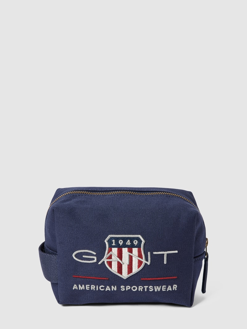 Kulturtasche mit Label-Stitching Modell 'COLOR SHIELD' in marineblau