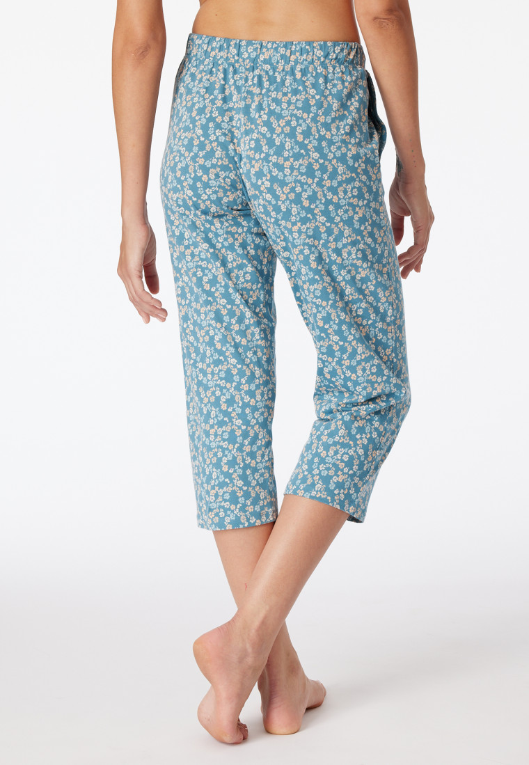 Hose 3/4-lang Blumen blaugrau - Mix+Relax